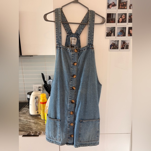 Dresses & Skirts - Denim Button-Front Pinafore Dress - Blue
